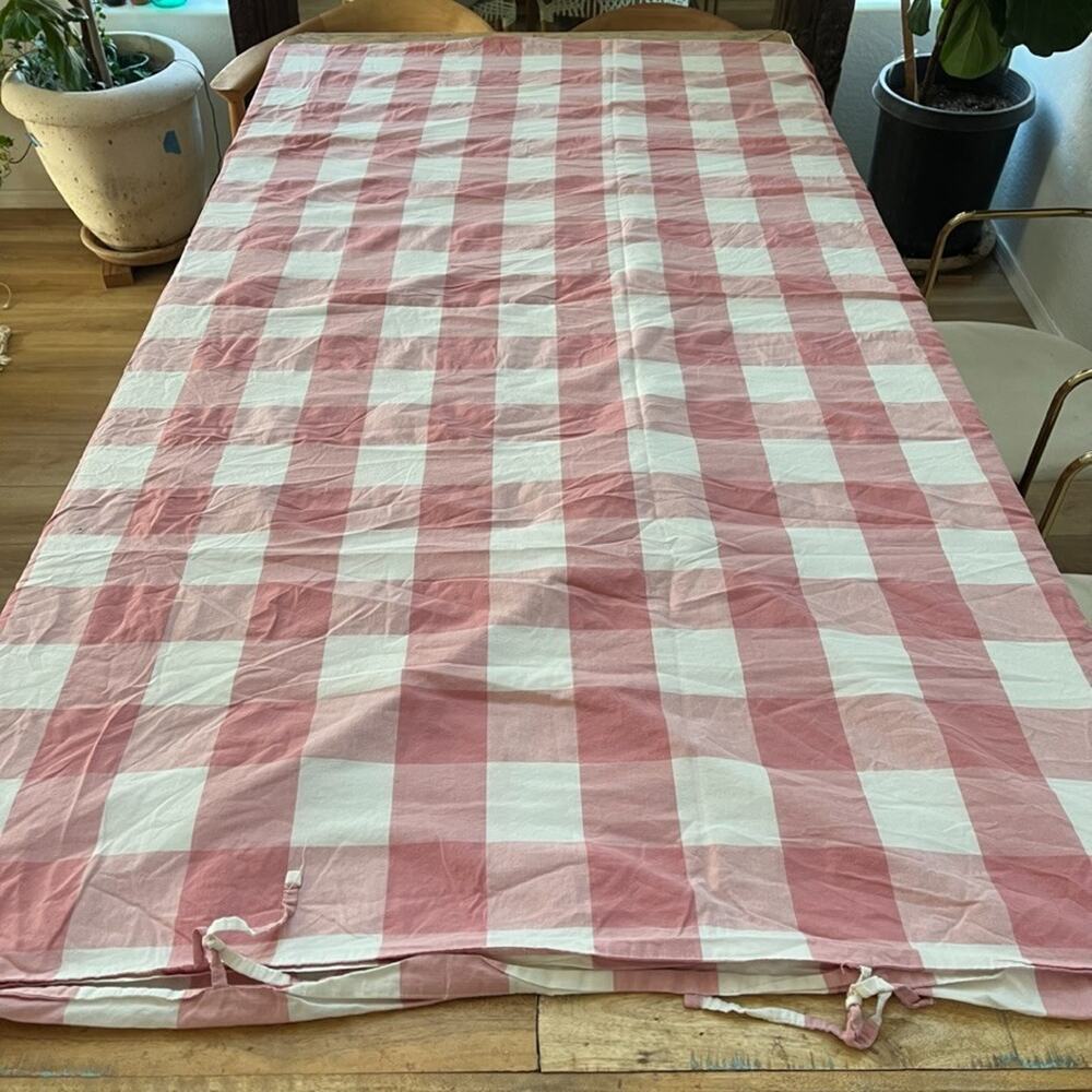 IKEA Emmie Ruta Twin Duvet Cover Pink & White Reversible Checkered Tie Closure